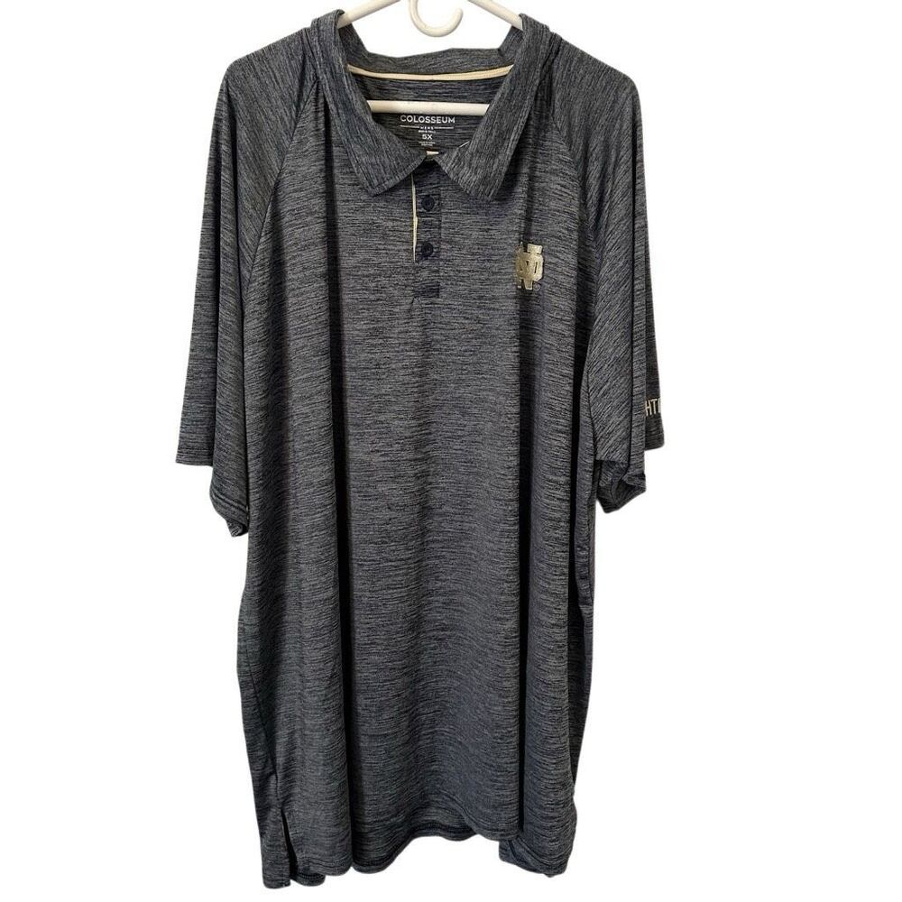 Notre Dame Fighting Irish Polo Performance Shirt Mens 5XL Gray Colosseum golf